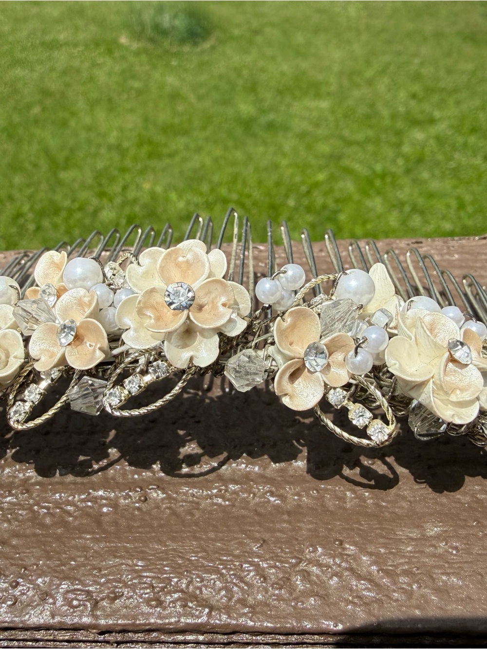 Jessica McClintock Vintage Pearl & Crystal Floral Hair Comb - Bridal Accessory